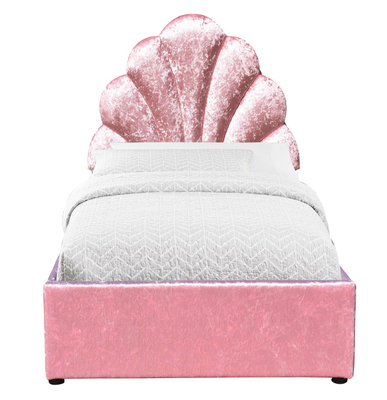 Gaya Bunga Kepala Tempat Tidur Kayu Berlapis Bingkai Tempat Tidur Warna Pink Hangat Ringan