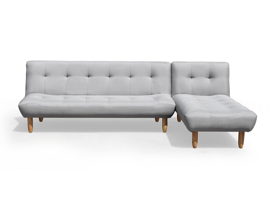 Tempat Tidur Sofa Futon Lipat Berbentuk L Poliester Abu-abu Gelap Berlapis Modern Convertible