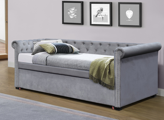 Kain Linen Sofa Daybed Berlapis Kembar Tempat Tidur Tarik Berumbai