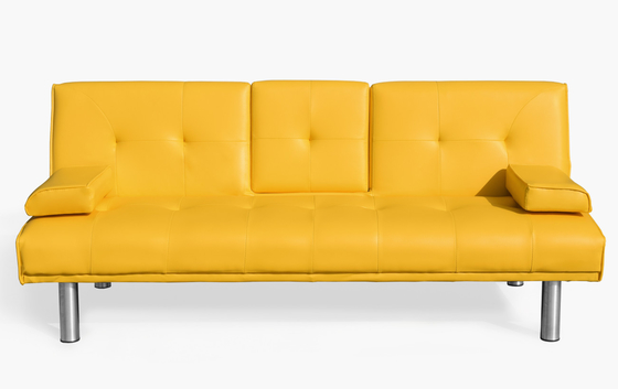 Futon Lounger Sofa Konvertibel Modern Kulit Imitasi Sofa Futon 3 Seater