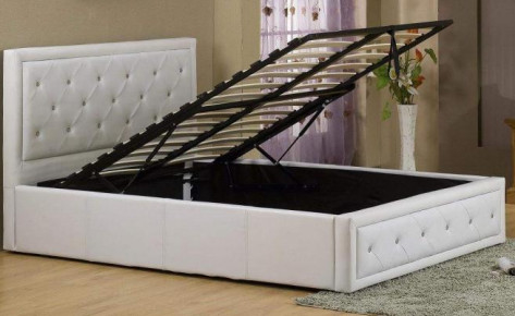 Ukuran Penuh Headboard Tinggi Gas Lift Tempat Tidur Penyimpanan Produsen Tempat Tidur Kulit