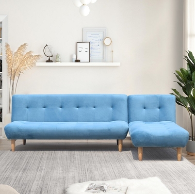 Tempat Tidur Sofa Lipat Berbentuk L Biru/Abu-abu Poliester Tempat Tidur Sofa Modern Berlapis Grosir