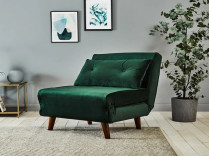 Kursi Ranjang Sofa Daybed Malachite Green Velvet Berlapis Tri Lipat