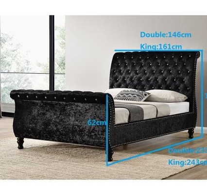 Headboard Assembly Rangka Tempat Tidur Berlapis Hitam Queen Oem