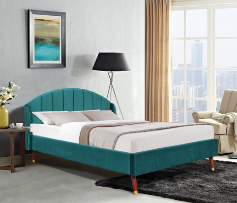 Desain Rangka Tempat Tidur Kayu Berlapis OEM Modern Double Size Velvet Plywood