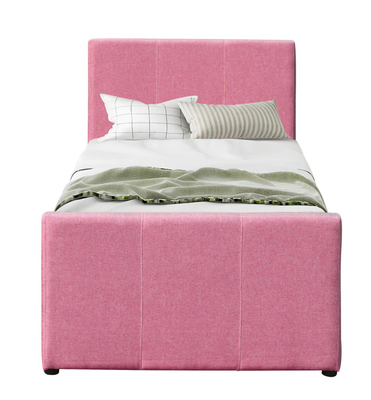 Wood Single Day Oem Rangka Tempat Tidur Berlapis Modern Dengan Trundle Untuk Kamar Tamu