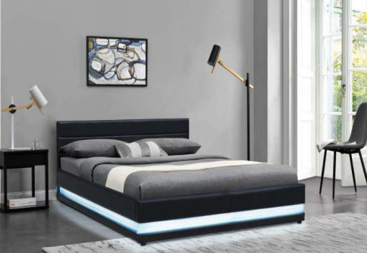 Tempat Tidur Berlapis Led Bsci Modern Platform Ukuran Queen Penuh Dengan Headboard