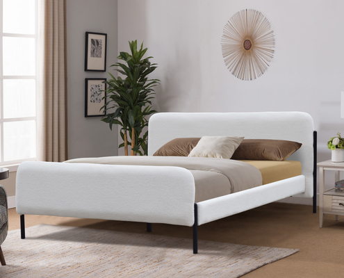Ukuran King Oem Low Profile Tempat Tidur Berlapis Putih Warna Untuk Kamar Tidur