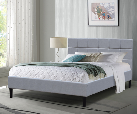 Double Size Low Profile Papan Tempat Tidur Linen Kain Abu-abu Kaki 8 Inch