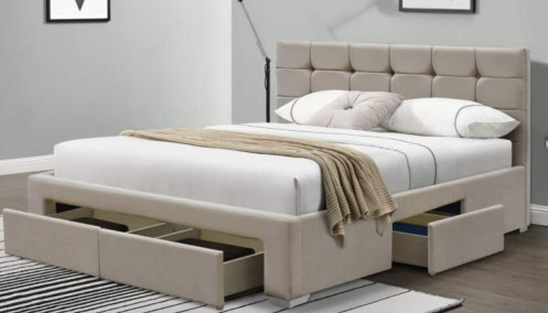 Frame tempat tidur platform berlapis dengan 4 laci penyimpanan, mudah dirakit