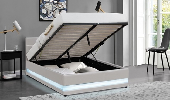 Rumah Furniture Full Queen Size Platform Tempat Tidur Dengan Lampu LED