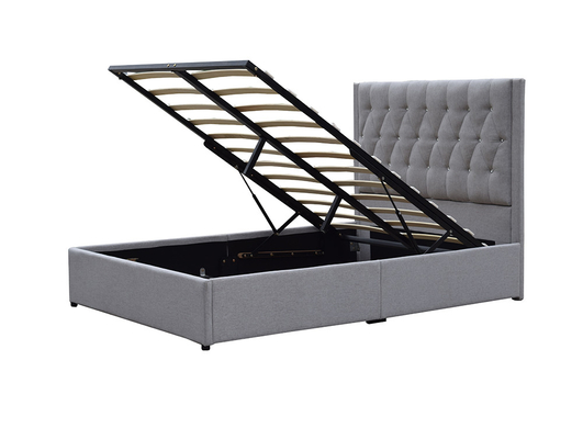 Pelapis Gas Lift Penyimpanan Rangka Tempat Tidur Headboard Tinggi Tombol Kristal Berumbai