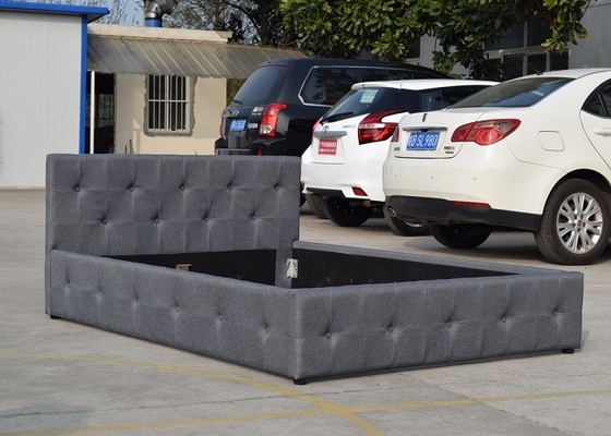 Queen Tufted Gas Lift Storage Bed Headboard Kain Berlapis