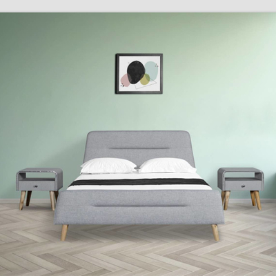 Tempat Tidur Kain Linen Headboard Trapesium