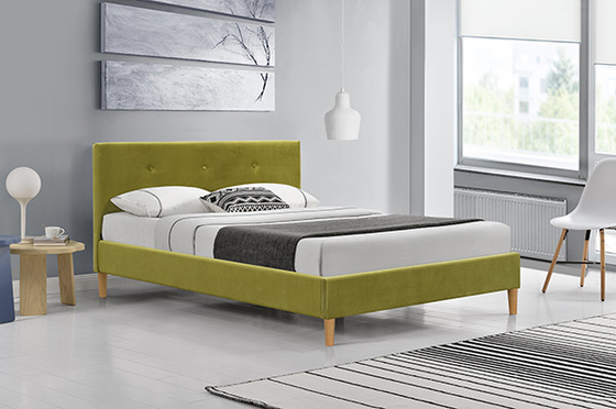 Tufted Green Cream Hancur Beludru Double Bantal Kepala Tempat Tidur Rangka Tempat Tidur