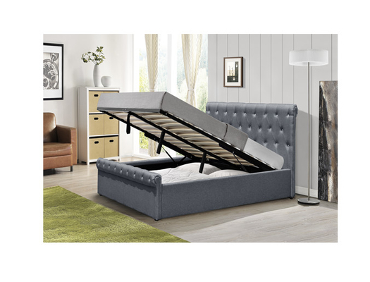 Single Crush Tufted Storage Bed Frame Kain Beludru Berlapis Tempat Tidur Queen