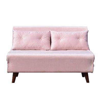 Pink Velvet Dua Kursi Sofa Bed Kursi Lipat Kain Busa Kayu Lapis
