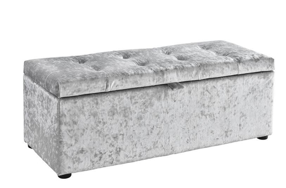 Crush Silver Velvet Ottoman Storage Chest Toy Box Untuk Kamar Tidur Ruang Tamu