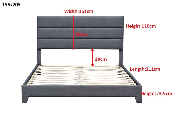 Tempat Tidur Platform Berlapis Ukuran Queen Modern dengan Headboard Tinggi yang Dapat Disesuaikan