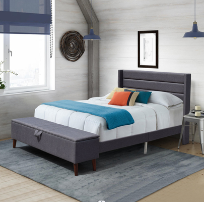Bingkai Tempat Tidur Berlapis Ukuran Queen Slat Kayu Tahan Lama Dengan Penyimpanan Ottoman