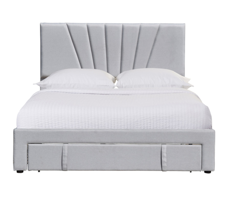 Tempat Tidur Penyimpanan Berlapis Ukuran Penuh Kain Kulit ergonomis Dengan Laci