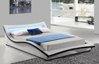 Faux Leather LED Upholstered Bed Frame King Size Nyaman Untuk Tidur FSC
