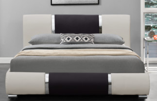 Queen Size Upholstered Platform Bed Frame Abu-abu Muda Putih OEM ODM