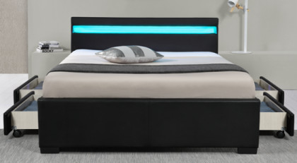Rangka Tempat Tidur Penuh dengan Headboard dan Laci Penyimpanan Stasiun Pengisian Daya LED