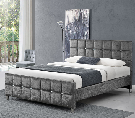 Tempat Tidur Kain Berlapis Kayu Lapis Dengan Headboard / Footboard Bentuk Kubus