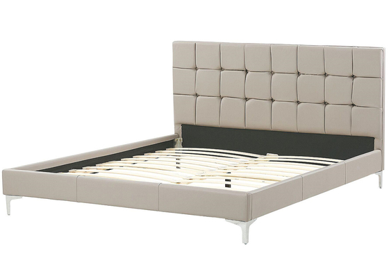 Rangka Tempat Tidur Sleigh Berlapis Kayu Lapis Dengan Headboard Tombol Dimond