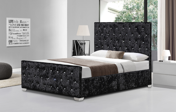Bingkai Tempat Tidur Kain Beludru Anggur Merah Ukuran Ganda Tempat Tidur Headboard Tinggi Kayu