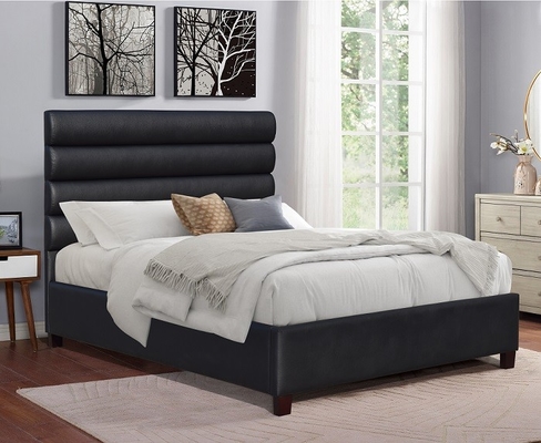 Kain Linen Hitam Berlapis Bingkai Tempat Tidur 6ft King Size Bedroom Funiture