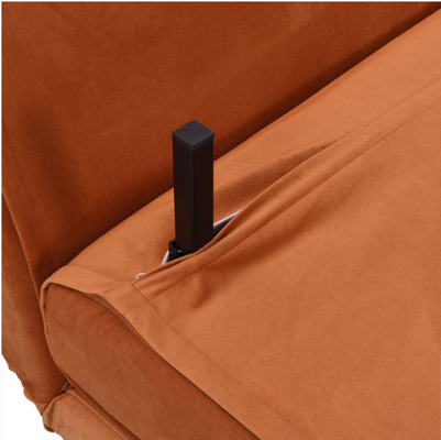 2 Kursi Tempat Tidur Sofa Lipat Ganda Kecil Oranye Beludru Berlapis Trundle Daybed