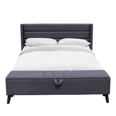 Penyimpanan Ottoman King Size Upholstered Bed Frame Kayu Abu-abu Tahan Lama