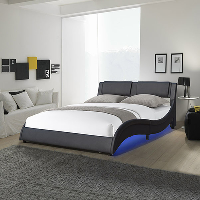Bingkai Tempat Tidur LED Berbentuk Gelombang Bingkai Tempat Tidur Bantalan Dengan Lampu LED Yang Dapat Disesuaikan