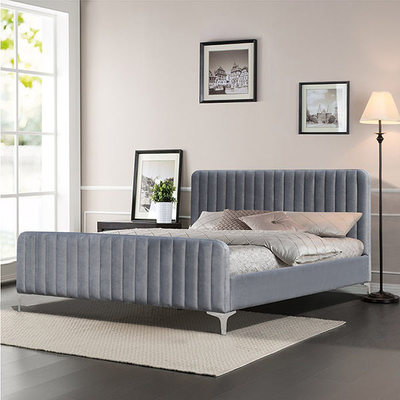 Tempat Tidur Platform Kayu Berlapis Modern 160x200cm Warna Abu-abu Ukuran King