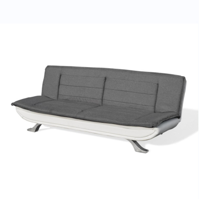 Kain Arang Putih Kulit Imitasi Berumbai Tempat Tidur Sofa 3 Kursi Dengan Kaki Chrome