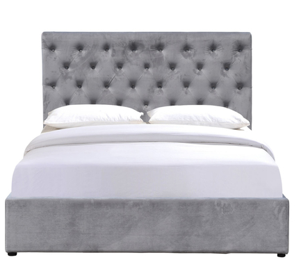 Tempat Tidur Berlapis King Nyaman Tinggi Kancing Tufted Headboard Tempat Tidur Lift Gas