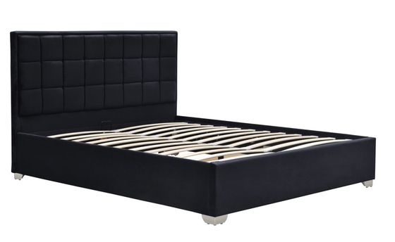 Tempat Tidur Lift Gas Berlapis Beludru Mewah Hitam Tahan Noda Dengan Empat Kaki Logam