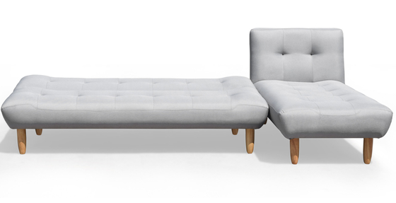Tempat Tidur Sofa Futon Lipat Berbentuk L Poliester Abu-abu Gelap Berlapis Modern Convertible