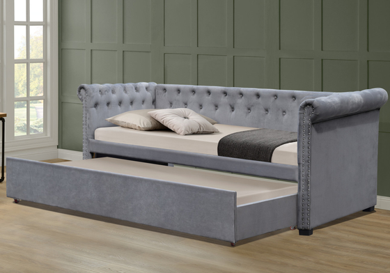 Kain Linen Sofa Daybed Berlapis Kembar Tempat Tidur Tarik Berumbai
