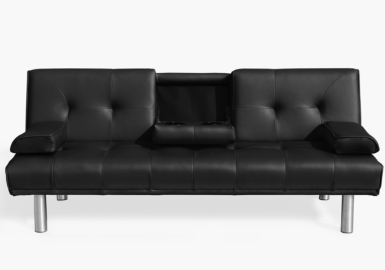 Kulit Imitasi Tempat Tidur Sofa Lipat Tiga Tempat Duduk Dengan Tempat Cangkir Dan Speaker Bluetooth
