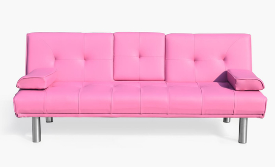 Tempat Tidur Sofa Lipat Kulit Imitasi Modern 3 Seater Dengan Lipatan Bawah Untuk Ruang Tamu