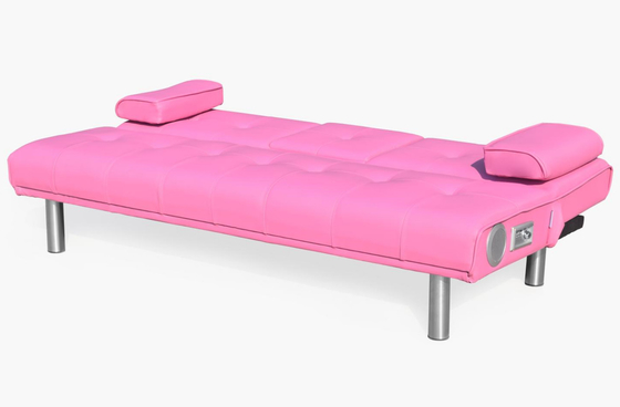 Tempat Tidur Sofa Lipat Kulit Imitasi Modern 3 Seater Dengan Lipatan Bawah Untuk Ruang Tamu