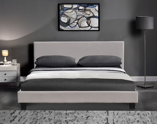Desain Modern Tempat Tidur Kulit PU Lampu LED Putih Dan Hitam Untuk Kamar Tidur