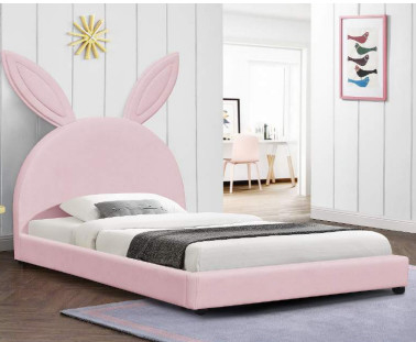 Rangka Tempat Tidur Anak Kayu Lapis Gaya Kartun Kelinci Warna Merah Muda