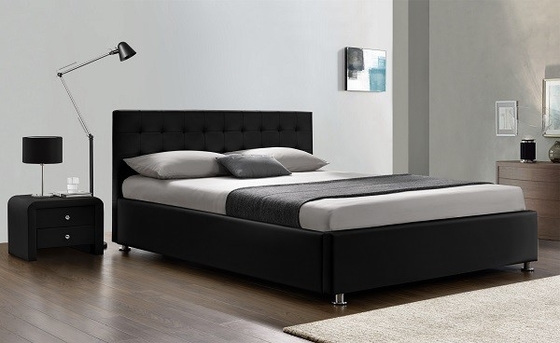 Tulis / Pabrikan Tempat Tidur Berlapis Hitam PU Leather Queen Size 50pcs MOQ