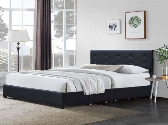 Rangka Tempat Tidur Queen Minimalis Headboard Kulit PU Berumbai Hitam