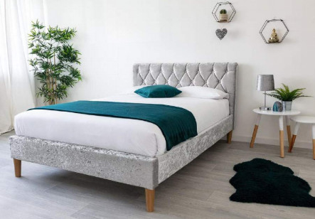 Rangka Tempat Tidur Kayu Lapis Berlapis Dengan Kepala Tempat Tidur Kancing Dimond