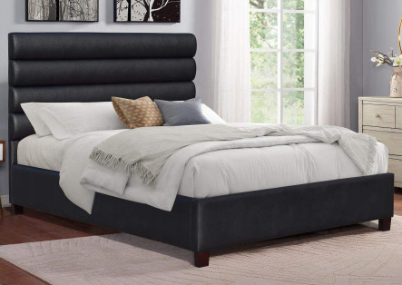 Tempat Tidur Platform Berlapis Ukuran King Modern Dengan Headboard Hitam